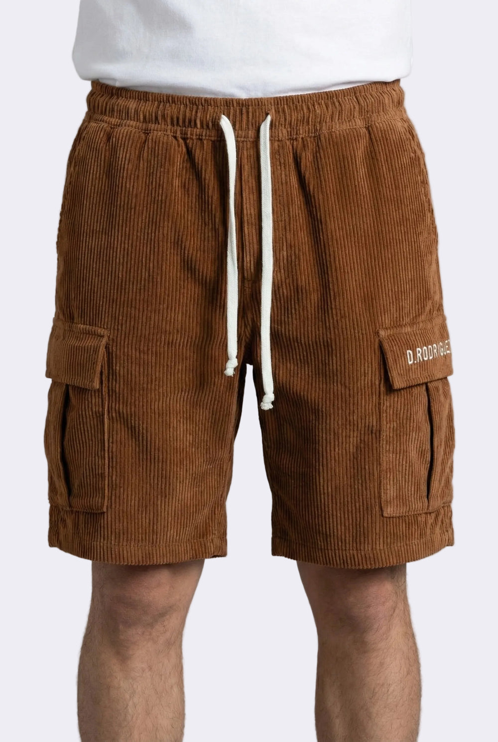 Pantaloncini Diego Rodriguez Uomo | Cargo in Velluto a Righe | Tasche Laterali | Marrone Diego Rodriguez