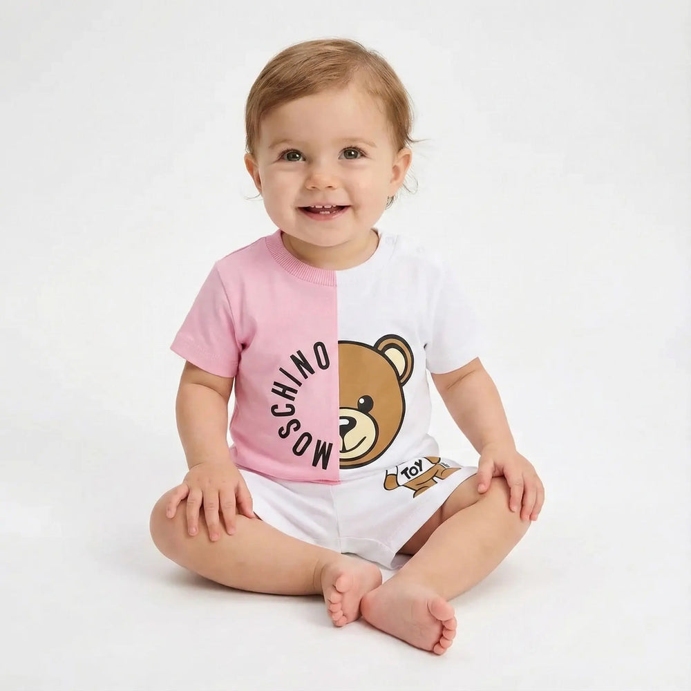 Moschino Bambina Neonata | T Shirt Rosa e Bianca | Moschino Kids Outlet Moschino Kids Neonato