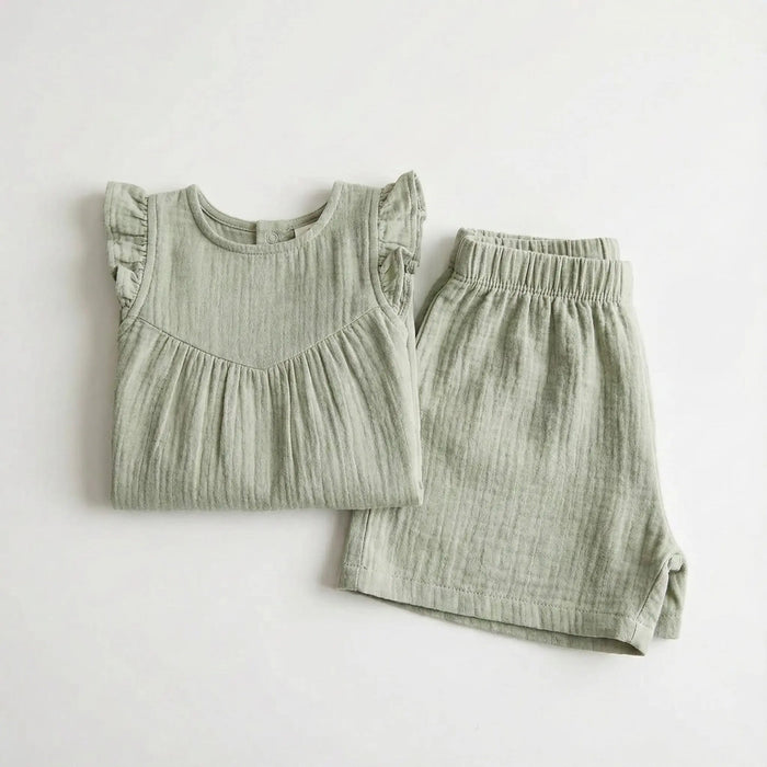 COMPLETO BLUSA E SHORTS BEBÈ IN GARZA DI COTONE PETIT BATEAU Petit Bateau
