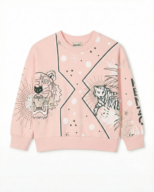 Felpa Kenzo Bambino | Logo Tigre | Rosa | Outlet Kenzo