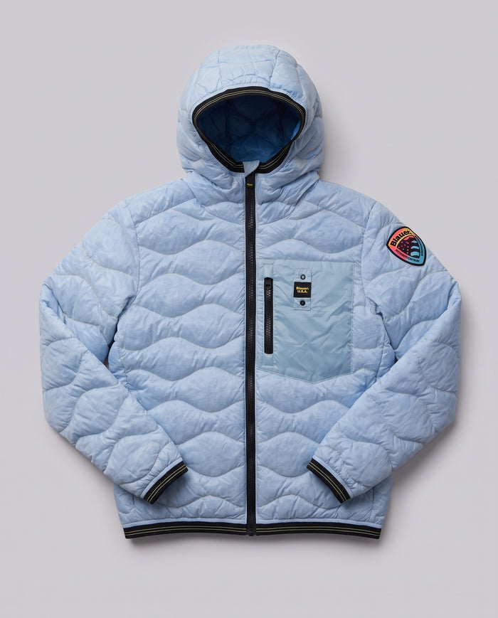 Piumino Blauer Kids celeste a onde da bambino 8 anni – fronte