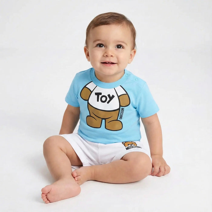 Moschino Bambino Neonato | T Shirt Celeste Logo Toy | Moschino Kids Outlet Moschino Kids Neonato
