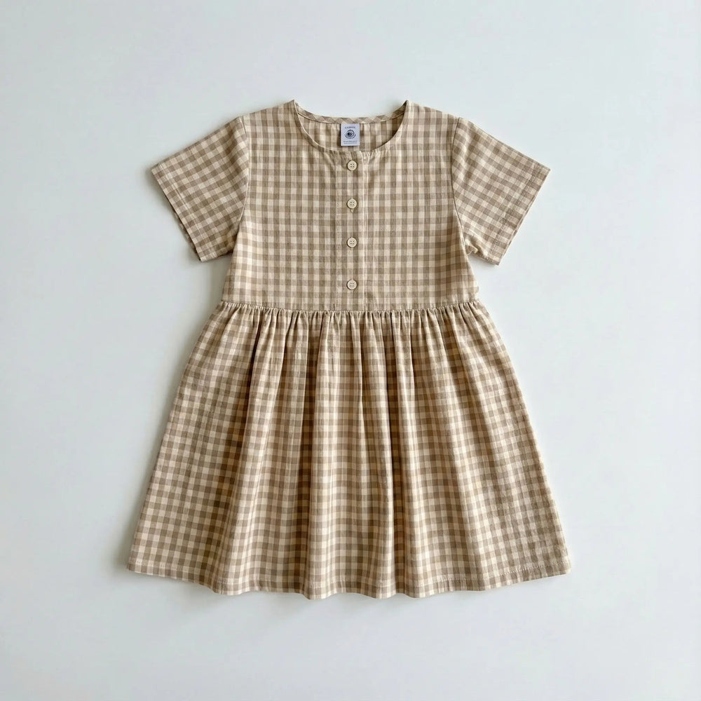 ABITO A MANICHE CORTE IN SEERSUCKER BAMBINA PETIT BATEAU Petit Bateau