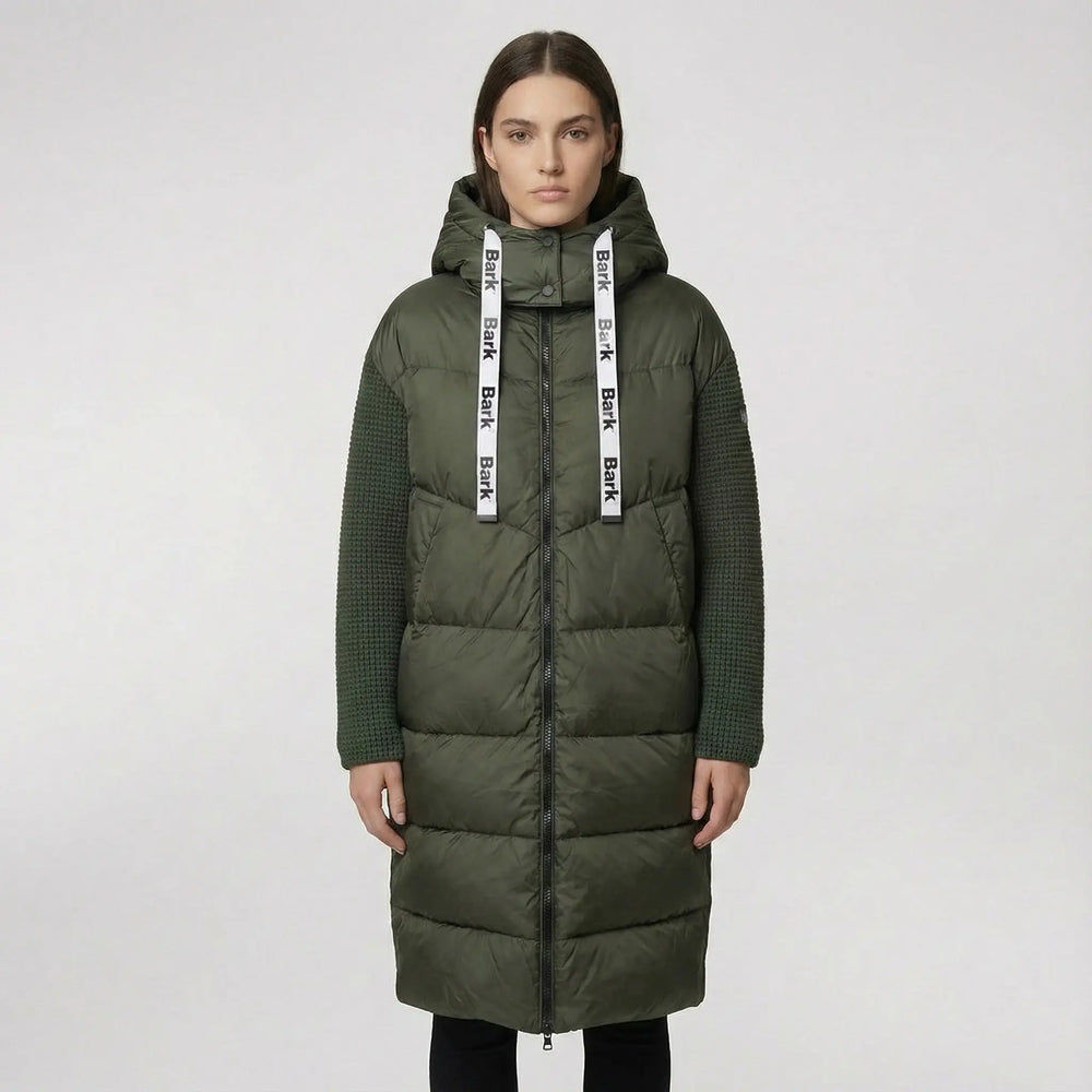 Bark Donna Verde | Piumino Lungo Oversize | Lacci Logo Bark