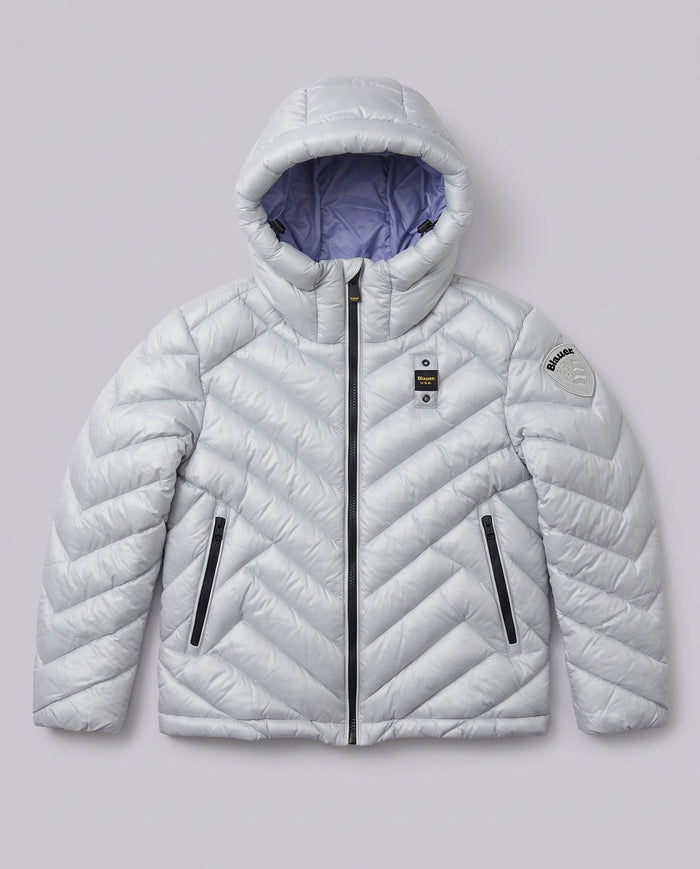 Piumino Blauer Kids bianco ghiaccio interno lilla da bambino 8 anni – fronte
