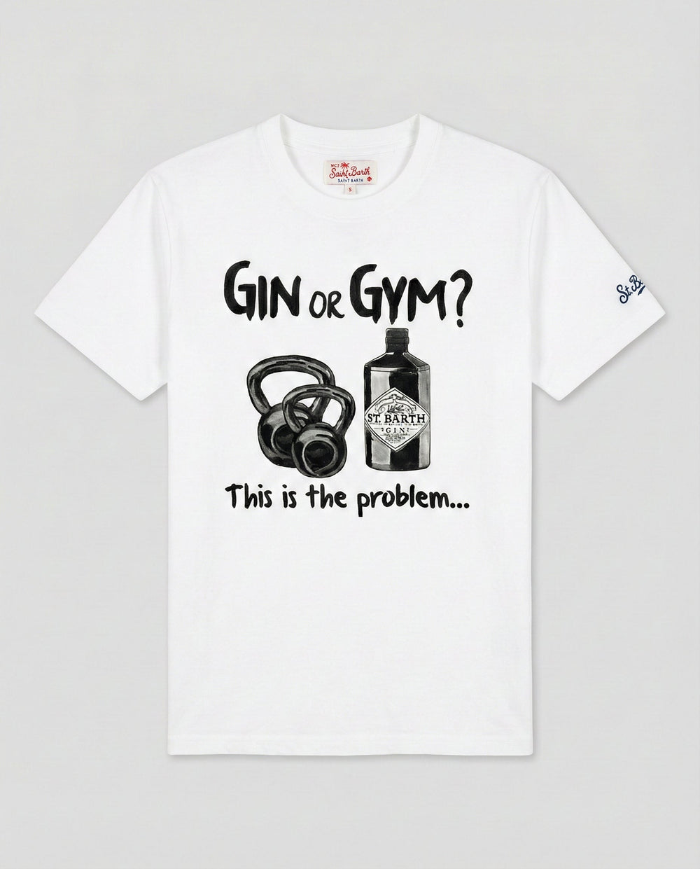 T Shirt Uomo Bianca Con Stampa GYM or GIN? | Mc2 Saint Barth Mc2 Saint Barth