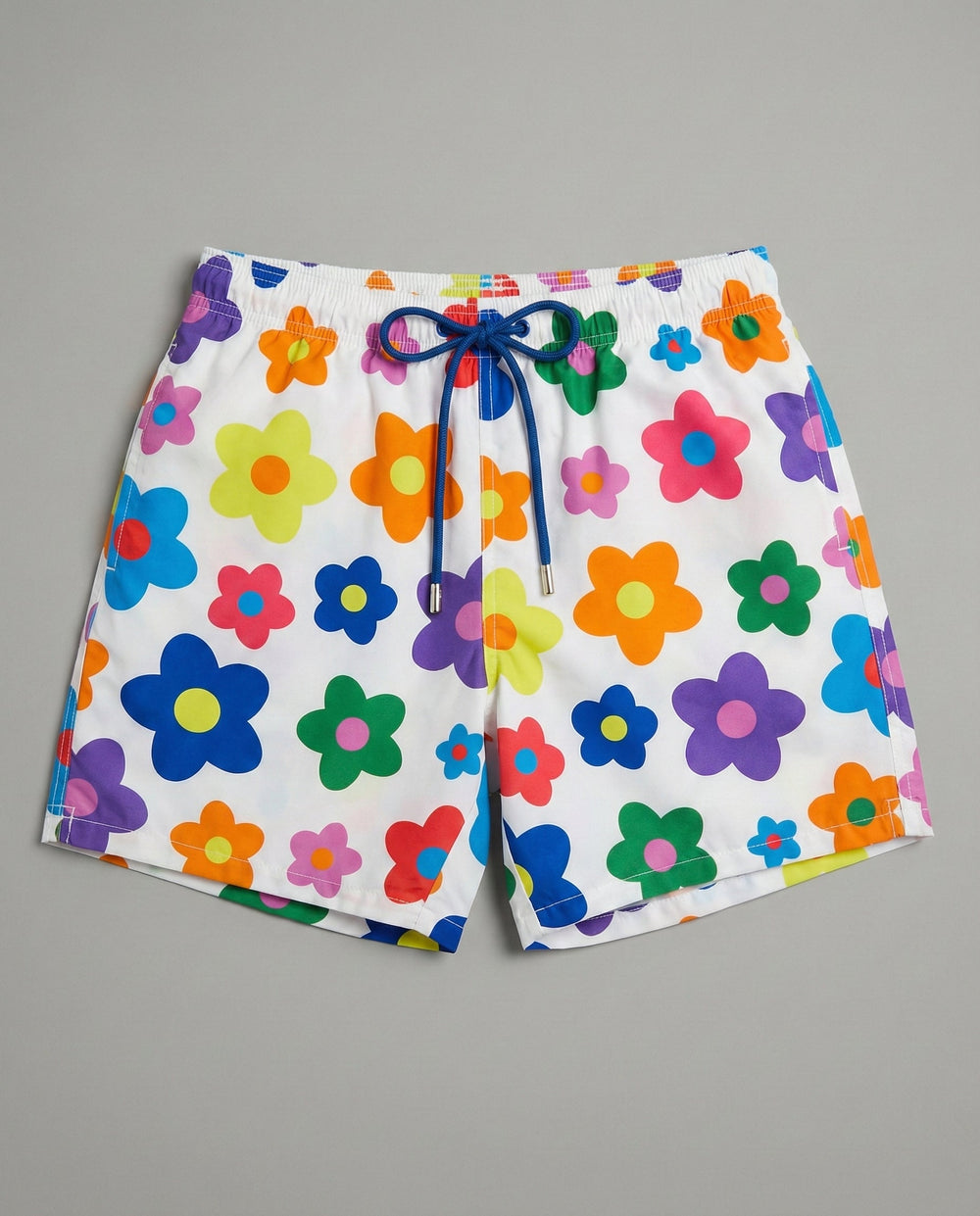 Costume Bianco Uomo Mc2 Saint Barth | Stampa Fiori Colorati Mc2 Saint Barth