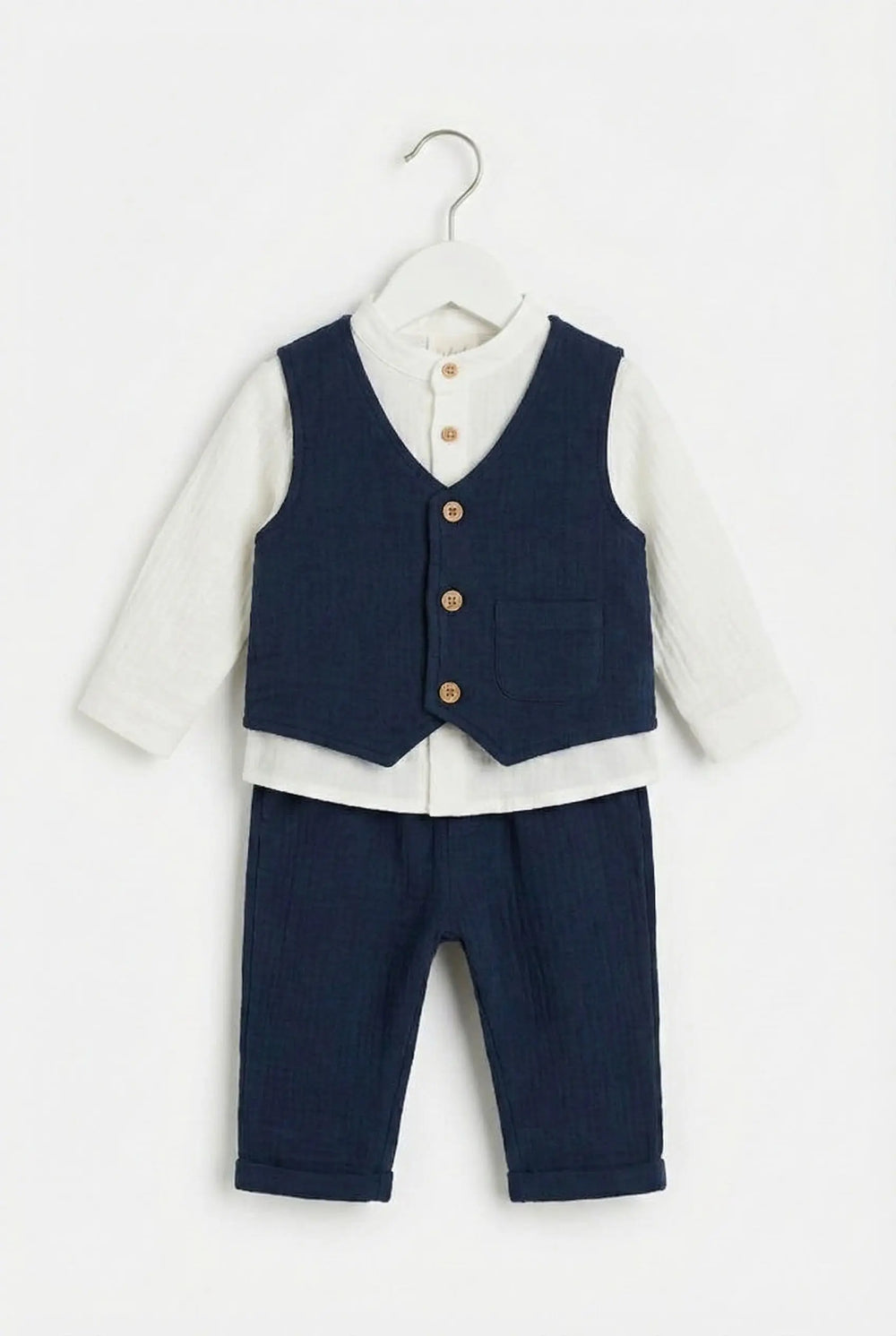 COMPLETO IN GARZA ECO CON CAMICIA E PANTALONI DA NEONATO LALALU' Lalalu