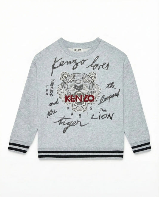 Felpa Kenzo Bambino | Logo Tigre | Grigio | Outlet Kenzo