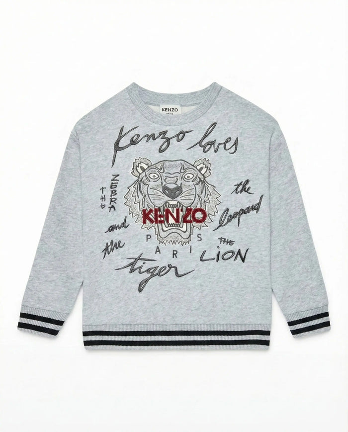 Felpa Kenzo Bambino | Logo Tigre | Grigio | Outlet Kenzo