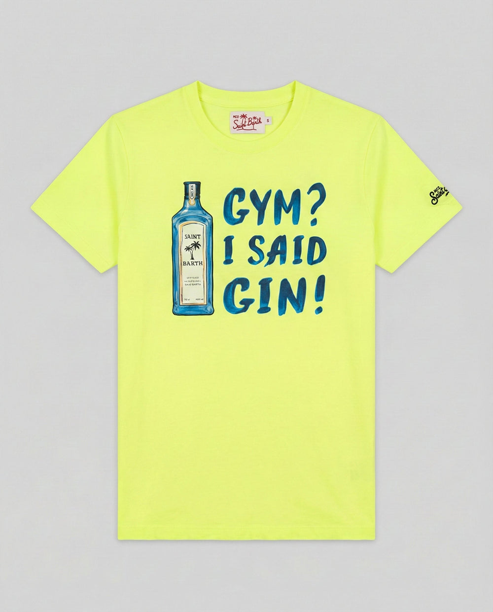 T Shirt Uomo Gialla Fluo Con Stampa GYM? I SAID GIN! | Mc2 Saint Barth Mc2 Saint Barth