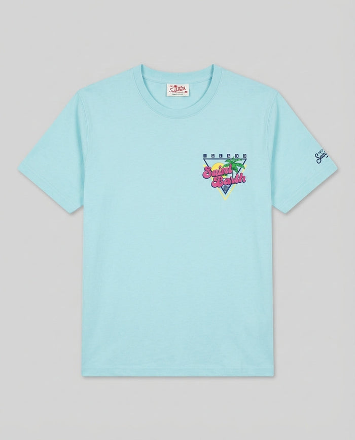 T Shirt Uomo Celeste Bianca Con Stampa Island | Mc2 Saint Barth Mc2 Saint Barth