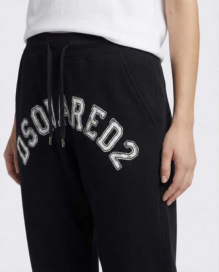 Pantaloni Dsquared2 Donna | Logo College | Oversize | Nero Dsquared2