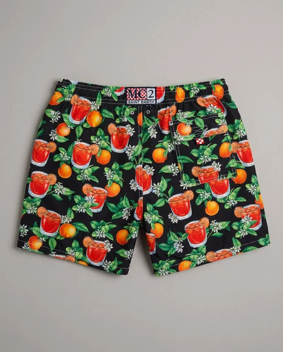 Costume Uomo Lighting 70 Nero MC2 Saint Barth | Stampa Cocktail e Arance Mc2 Saint Barth