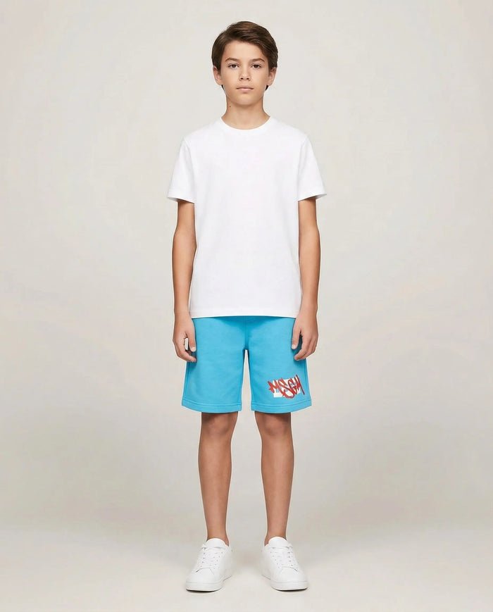 Pantaloncini Msgm | Modello Unisex | Logo Graffiti | Celeste | Outlet MSGM