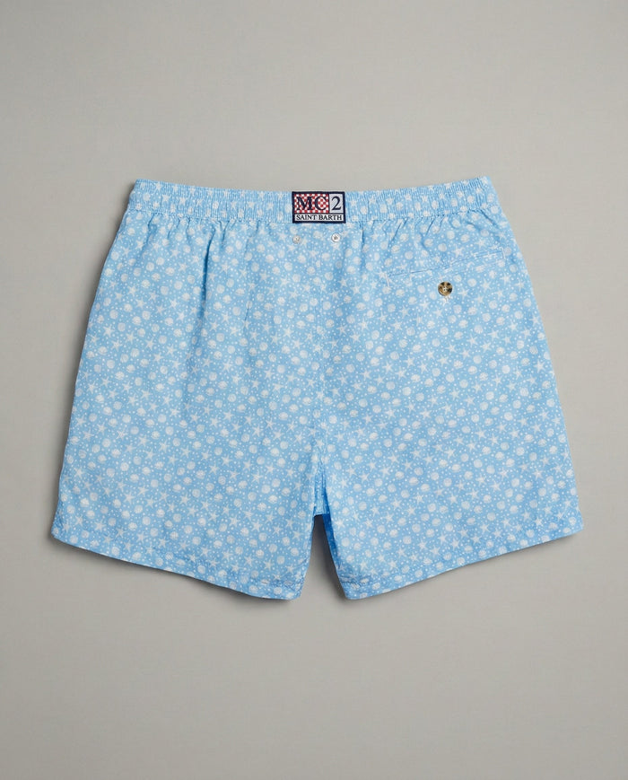 Costume Uomo Celeste Stampa Mare | Mc2 Saint Barth Mc2 Saint Barth