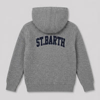 Maglione con Cappuccio Saint Barth Kids Grigio Melange – fronte