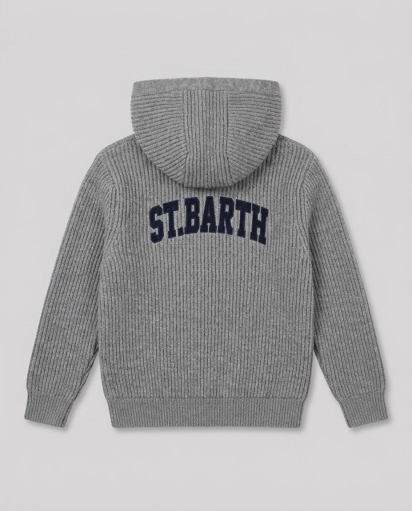 Maglione con Cappuccio Saint Barth Kids Grigio Melange – fronte