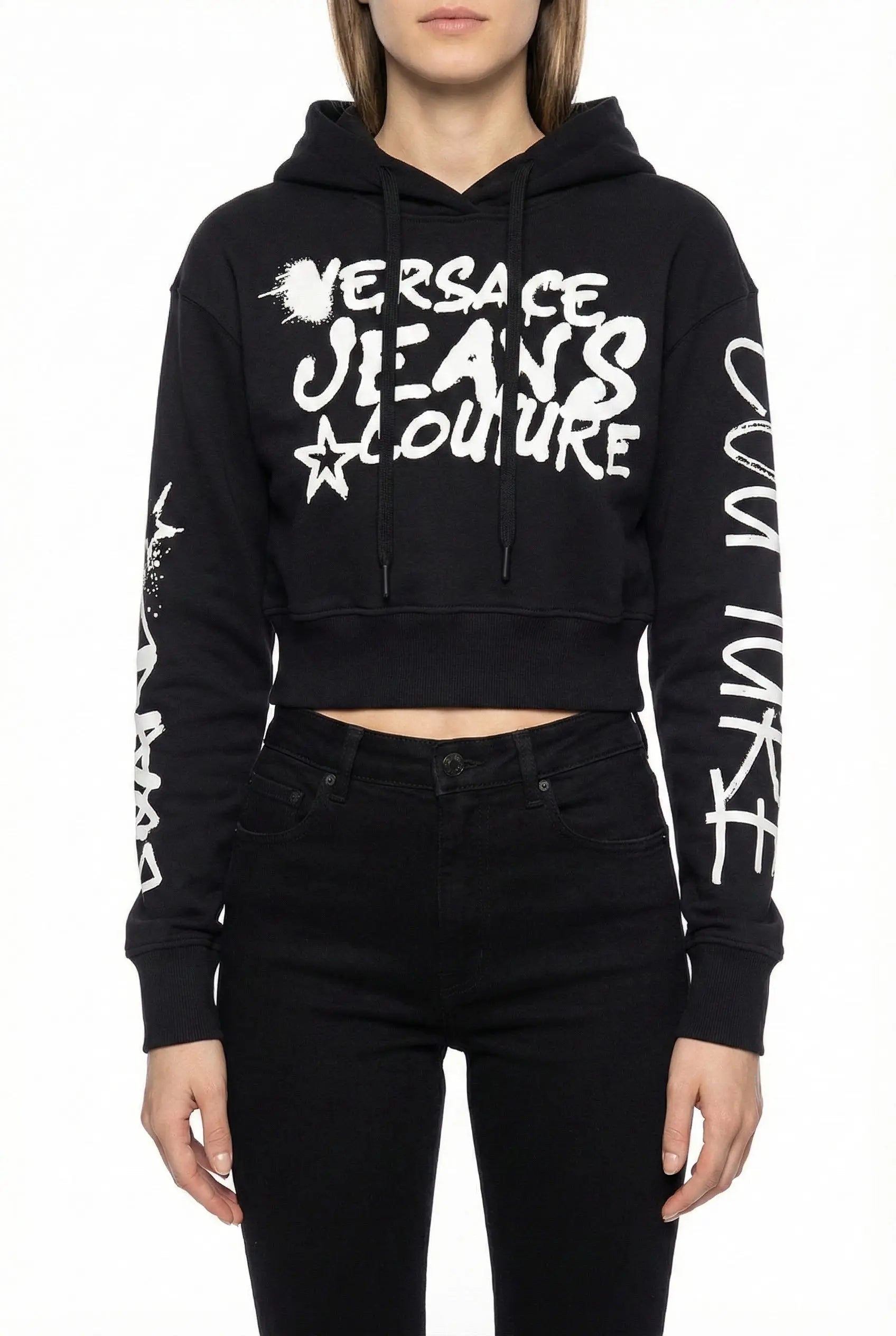Felpa Versace Jeans Couture Donna | Modello Corto | Nero Versace Jeans