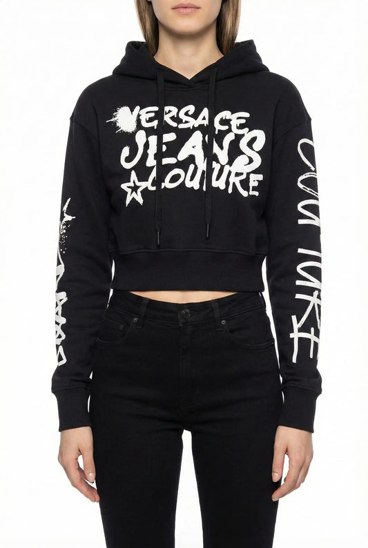 Felpa Versace Jeans Couture Donna | Modello Corto | Nero Versace Jeans