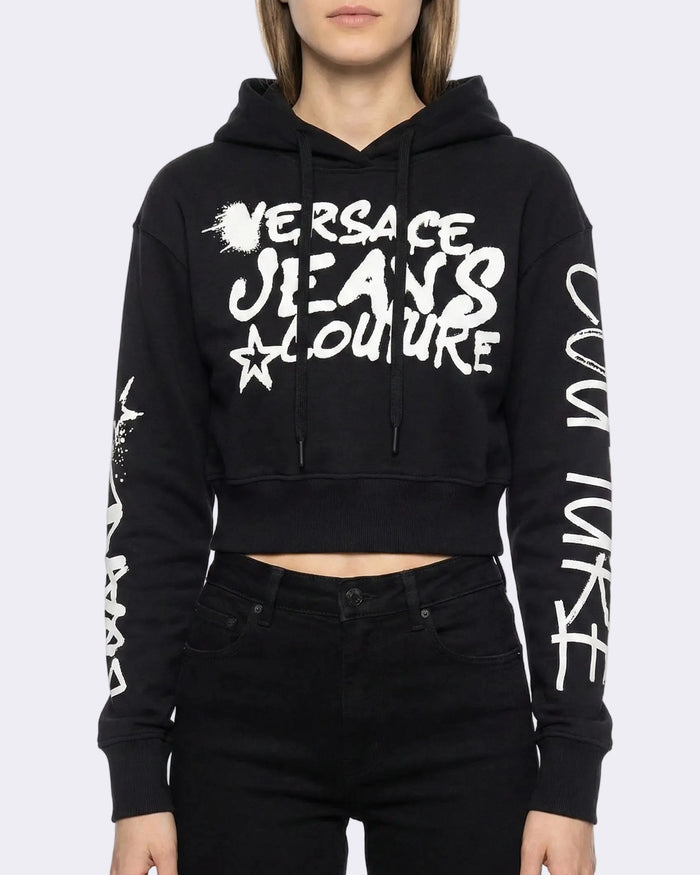 Felpa Versace Jeans Couture Donna | Modello Corto | Nero Versace Jeans