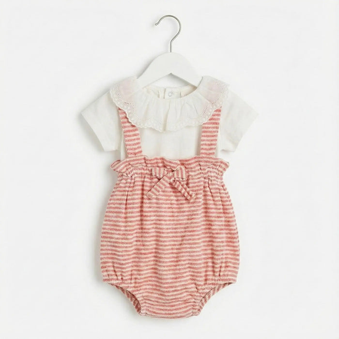 COMPLETO PAGLIACCETTO E BODY CON COLLETTO DA NEONATA LALALU' Lalalu