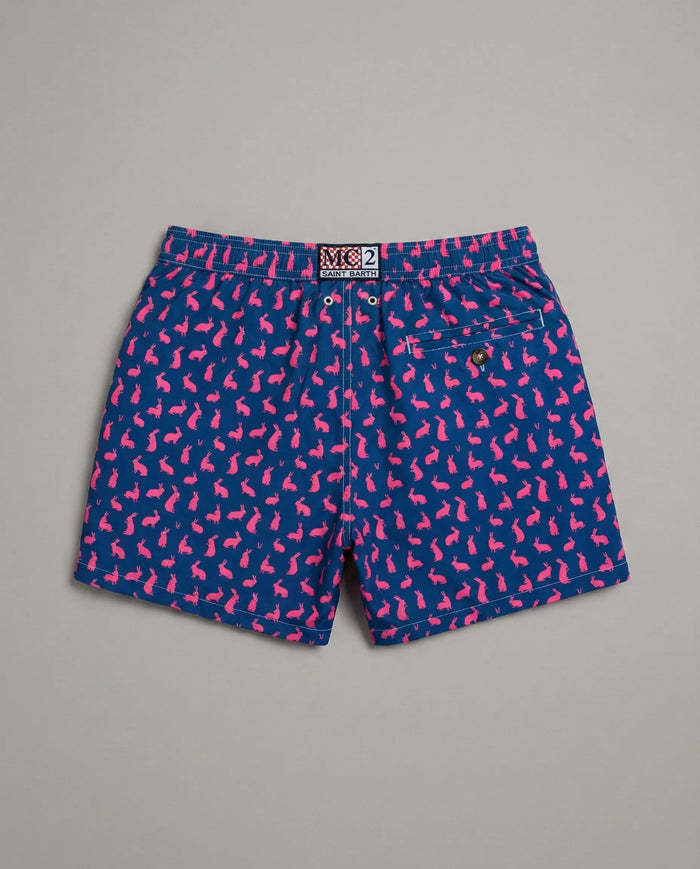 Costume Uomo Blu MC2 Saint Barth | Stampa Coniglietti Fucsia Mc2 Saint Barth