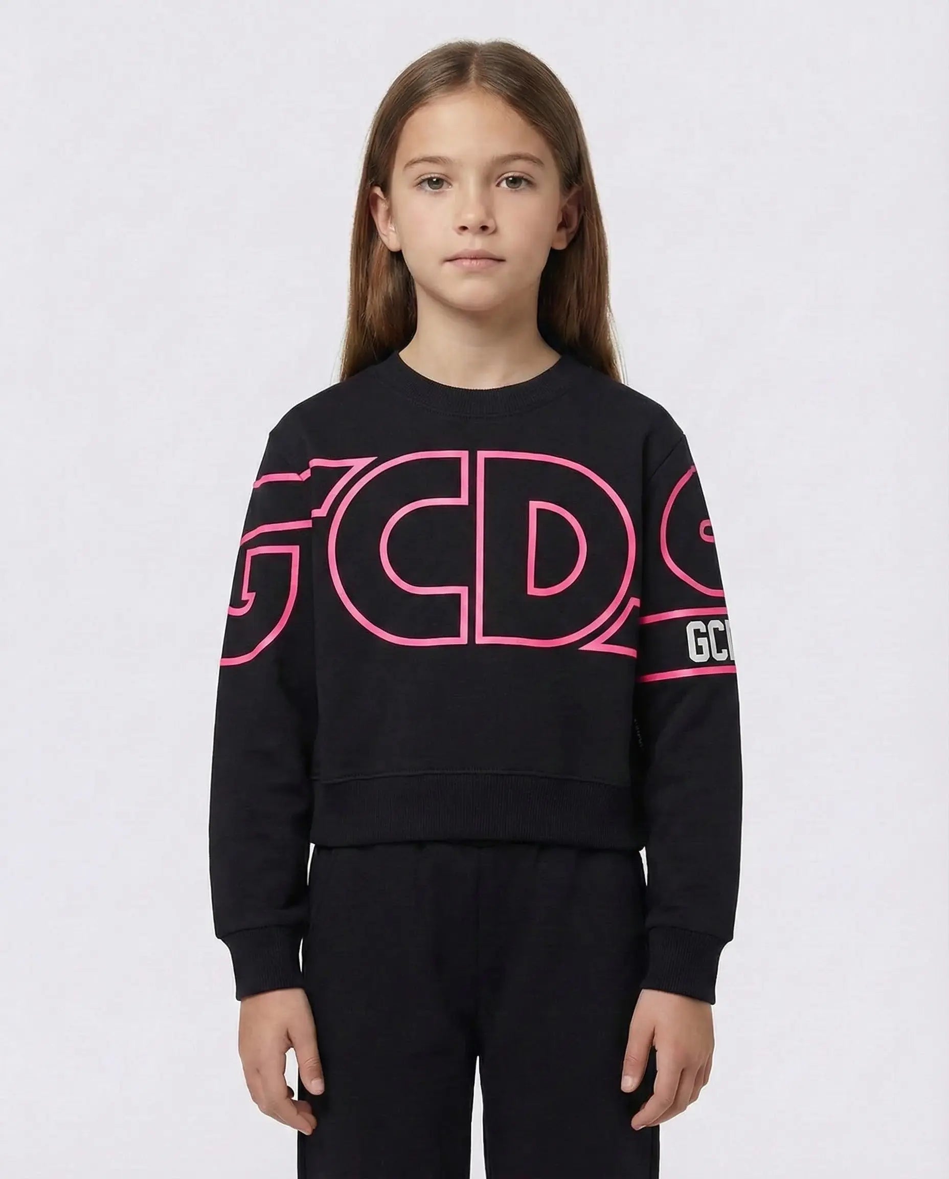 FELPA GCDS LOGO FLUO-NERO/FUXIA GCDS
