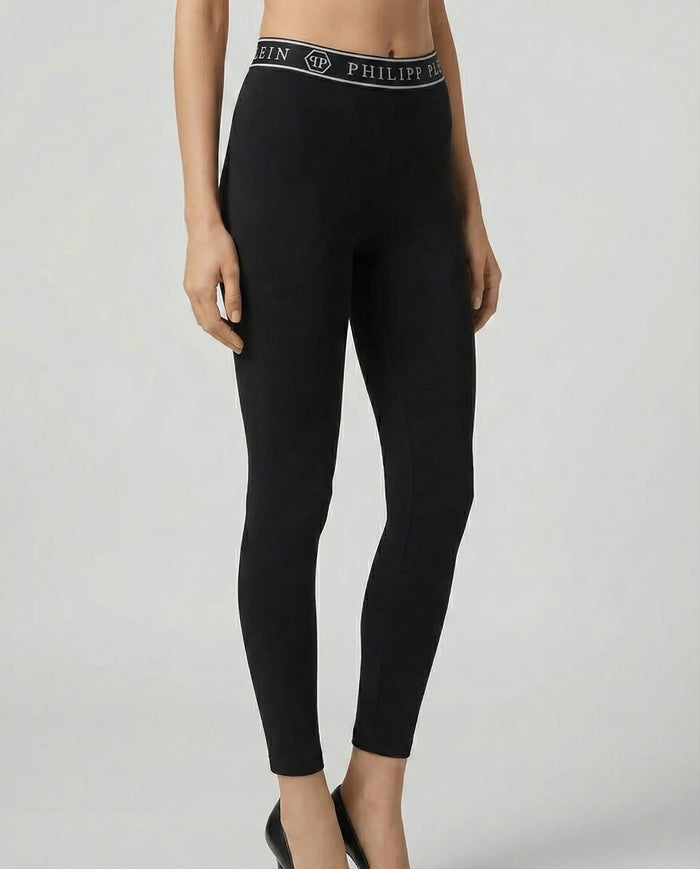 Leggings Philipp Plein Donna | Logo Elastico | Nero Philipp Plein
