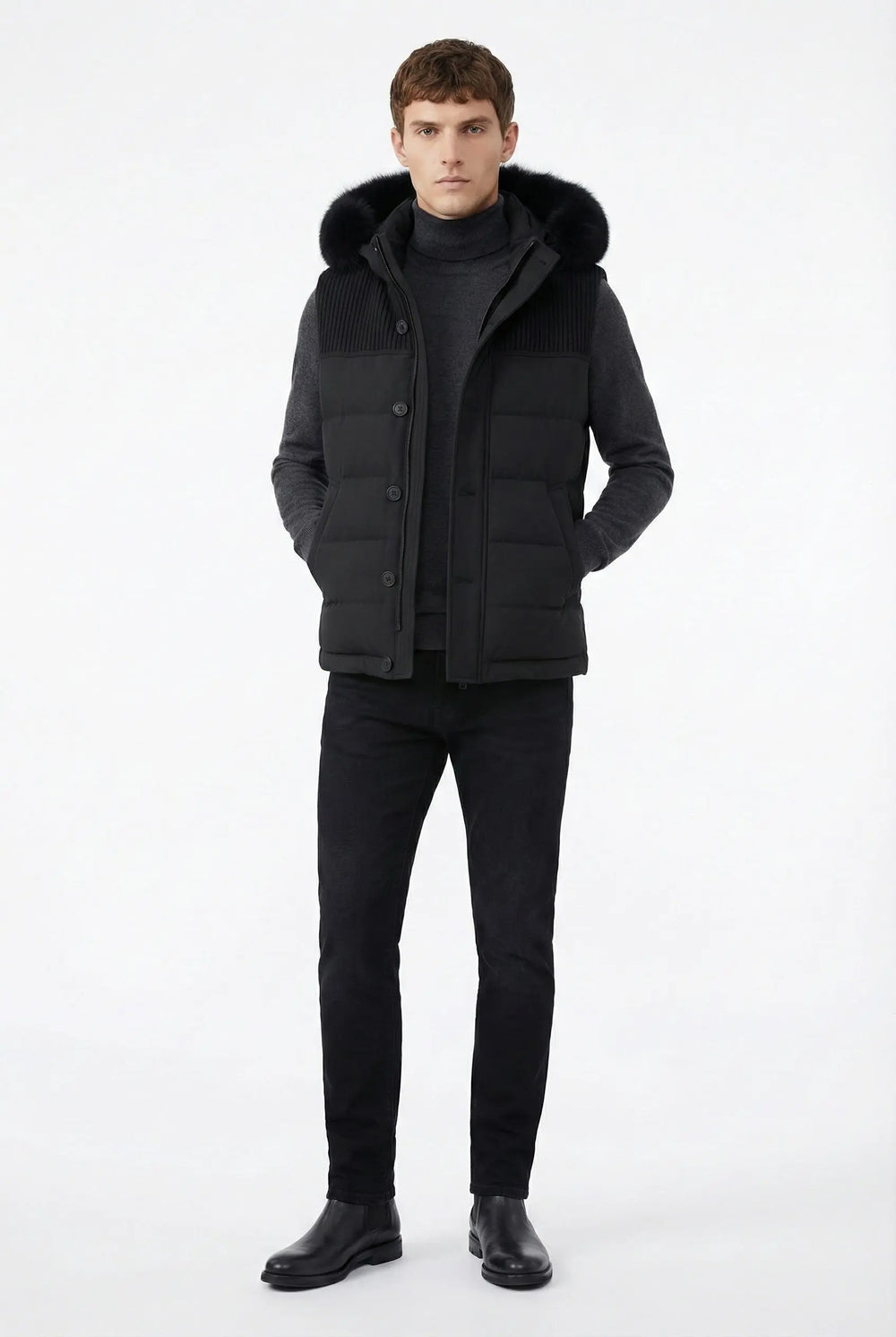 Smanicato Bark Nero con Pelliccia | Modello Uomo Bark