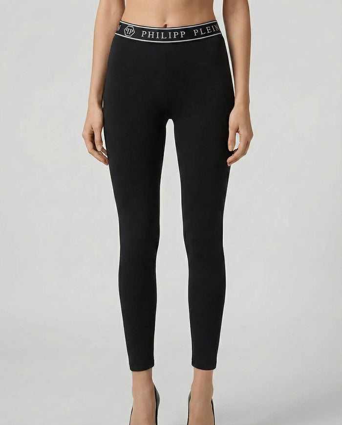 Leggings Philipp Plein Donna | Logo Elastico | Nero Philipp Plein