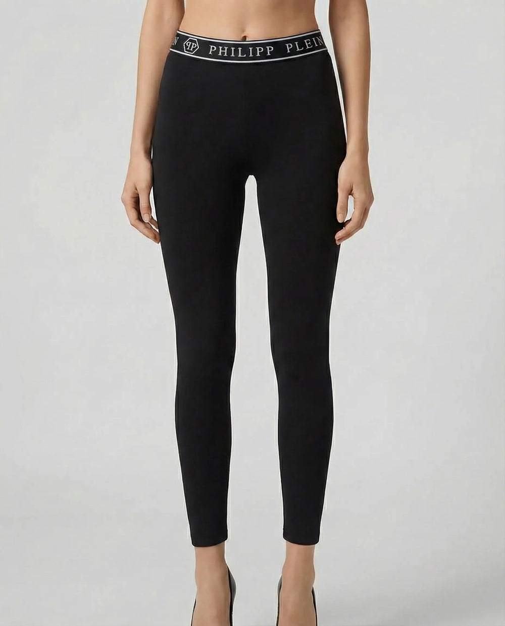 Leggings Philipp Plein Donna | Logo Elastico | Nero Philipp Plein