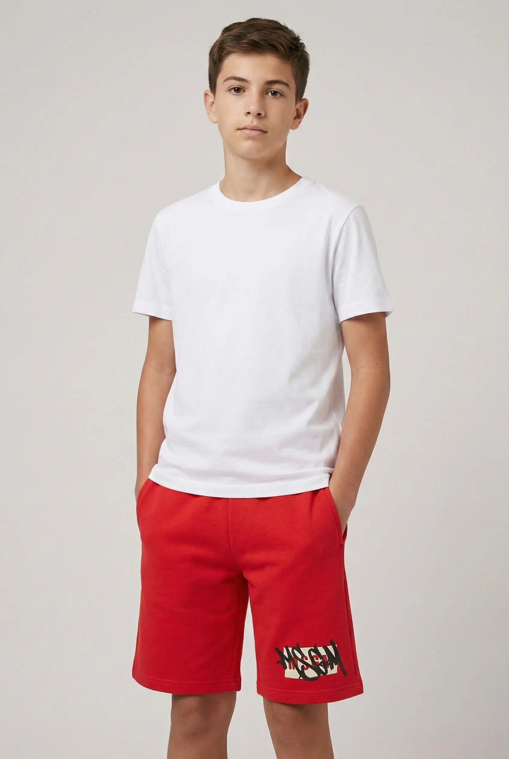 Pantaloncini Msgm | Modello Unisex | Logo Graffiti | Rosso | Outlet MSGM