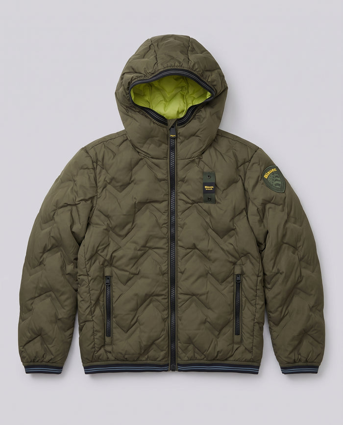 Giubbotto Blauer Kids verde militare a onde da bambino 8 anni – fronte