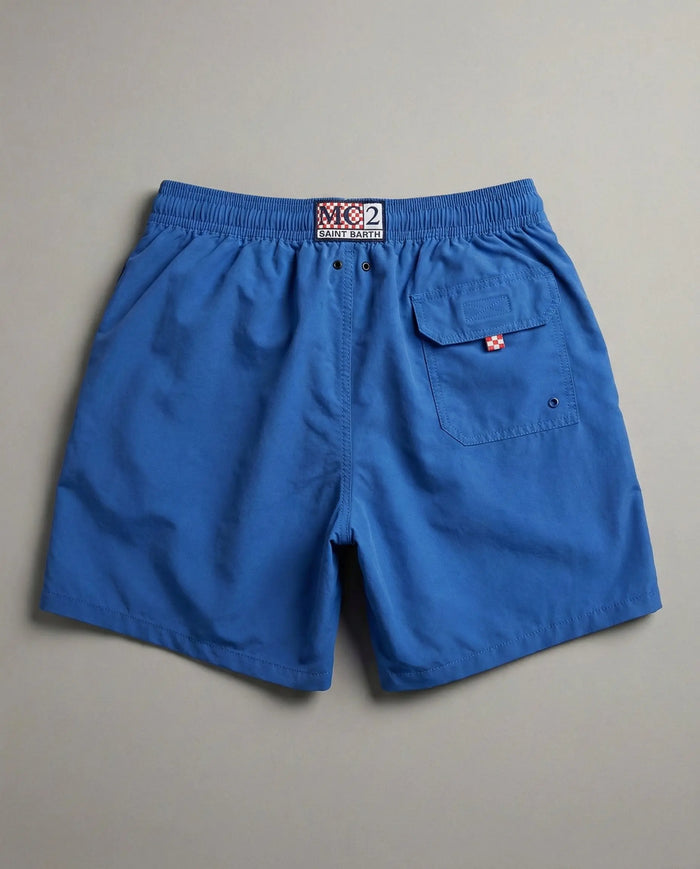 Costume Uomo Blu MC2 Saint Barth | Tinta Unita & Logo Arancio Mc2 Saint Barth