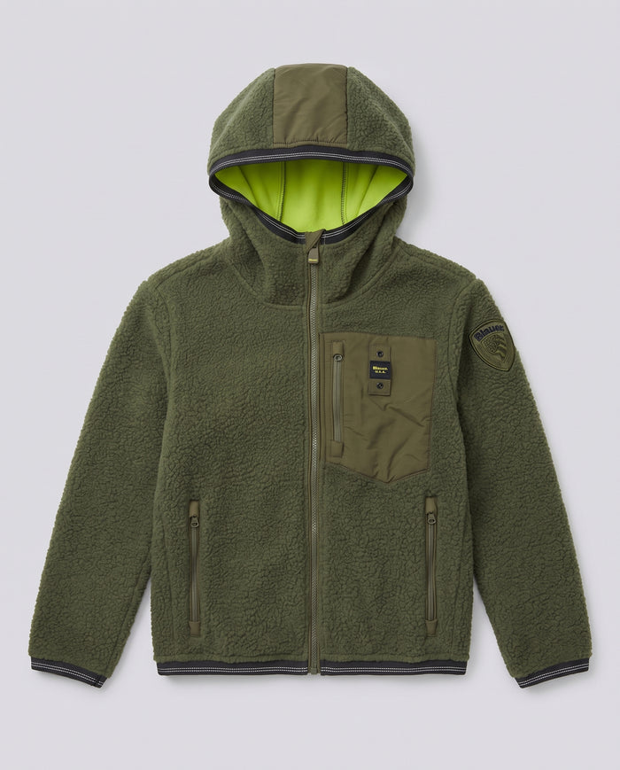 Giubbotto Blauer Kids verde militare interno lime da bambino 8 anni – fronte