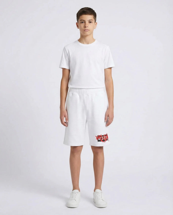 Pantaloncini Msgm | Modello Unisex | Logo Graffiti | Bianco | Outlet MSGM