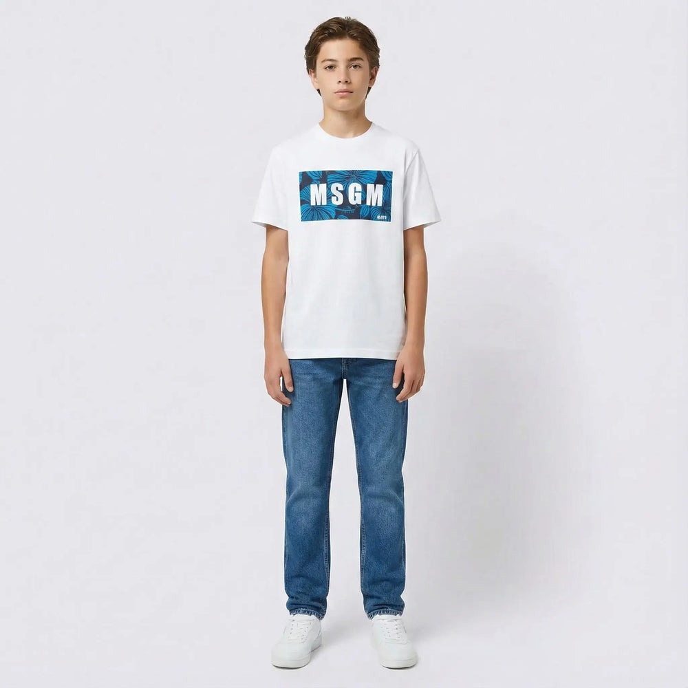 T Shirt Msgm | Modello Unisex | Logo Frontale | Bianco | Outlet MSGM