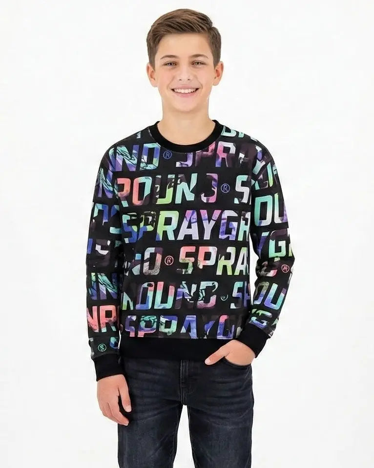 Felpa Sprayground | Logo All Over | Nero Sprayground