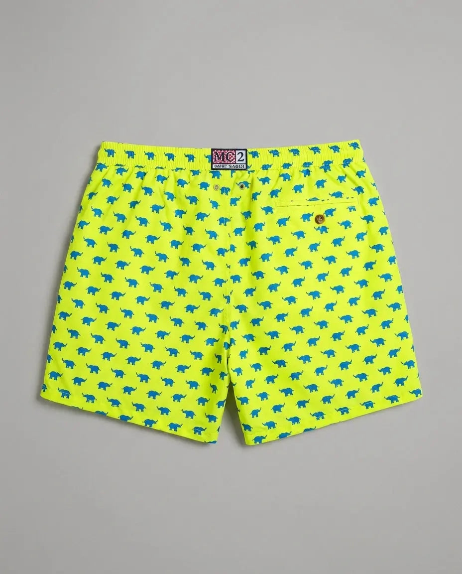 Costume Uomo Fluorescente con Micro Elefantini Blu | MC2 Saint Barth Mc2 Saint Barth