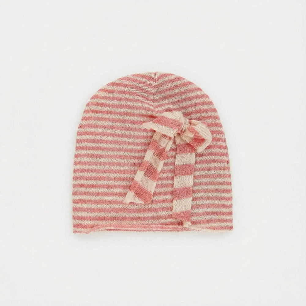 CAPPELLINO IN MAGLIA LINOCOTONE CON FIOCCHETTO DA NEONATA LALALU' Lalalu