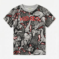 T Shirt Kenzo Bambino | Logo All Over | Grigio | Outlet Kenzo