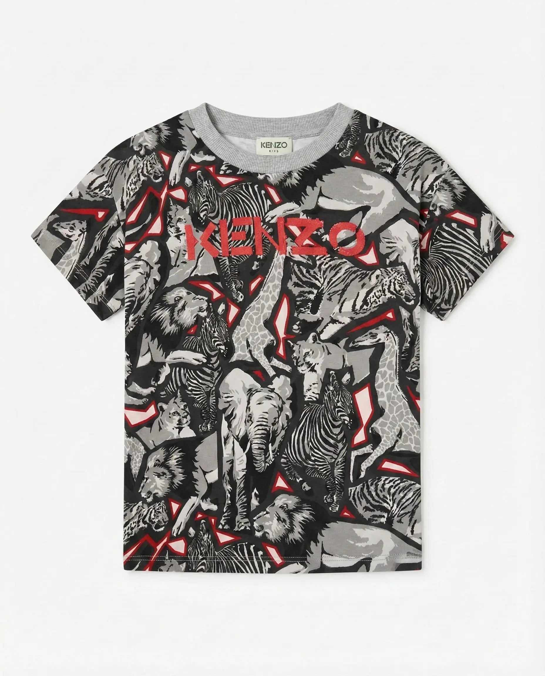 T Shirt Kenzo Bambino | Logo All Over | Grigio | Outlet Kenzo