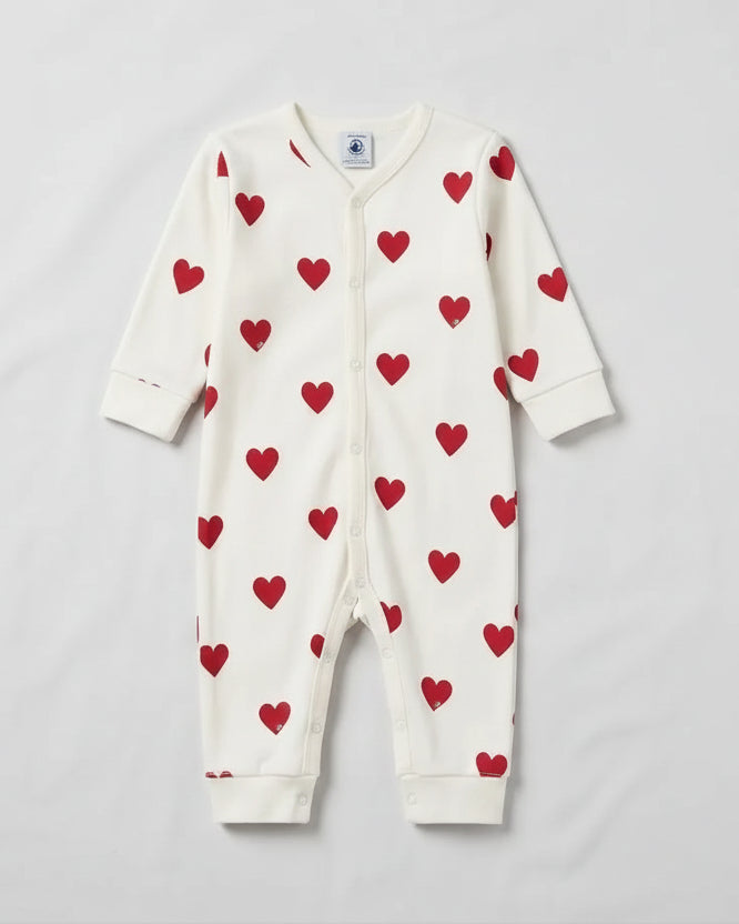 TUTINA PIGIAMA SENZA PIEDI BEBÈ IN COTONE MOTIVO CUORE PETIT BATEAU Petit Bateau