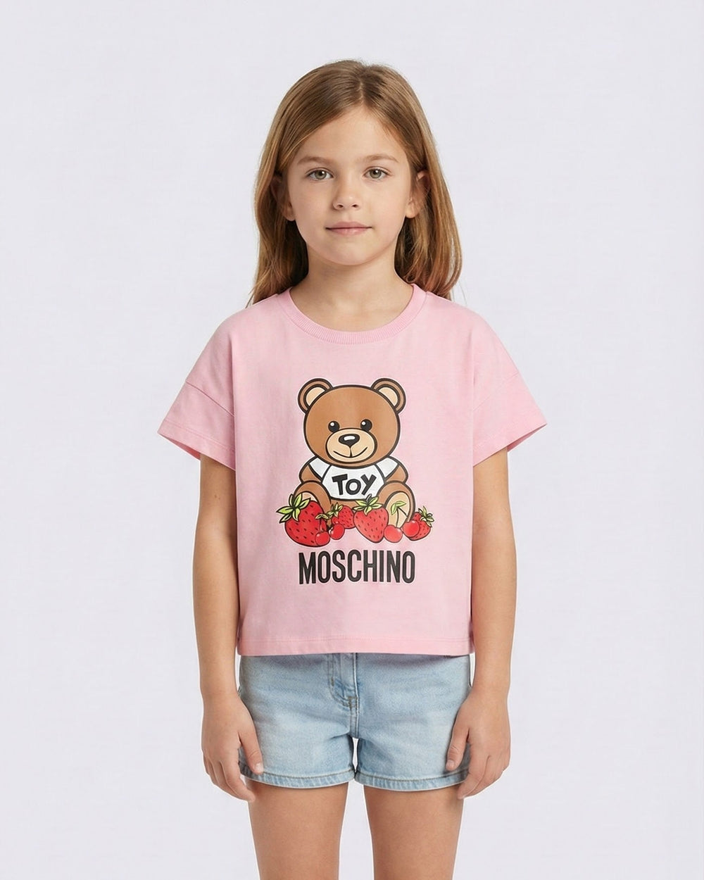 T Shirt Crop Moschino Kids Bianca con Logo Teddy Bear Moschino Kids
