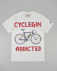 T Shirt Uomo Bianca Cyclegin Addicted | MC2 Saint Barth Mc2 Saint Barth