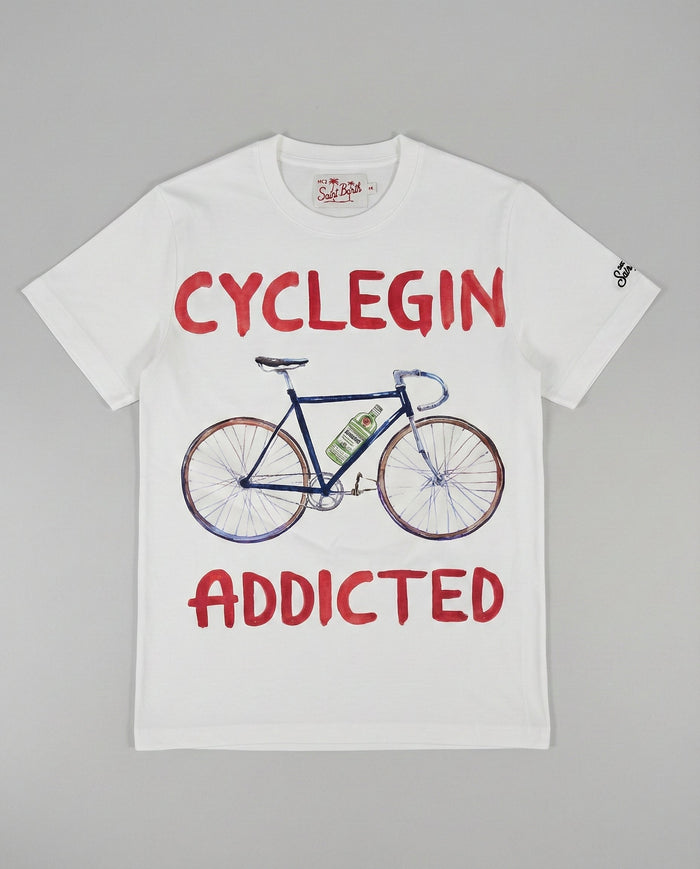 T Shirt Uomo Bianca Cyclegin Addicted | MC2 Saint Barth Mc2 Saint Barth