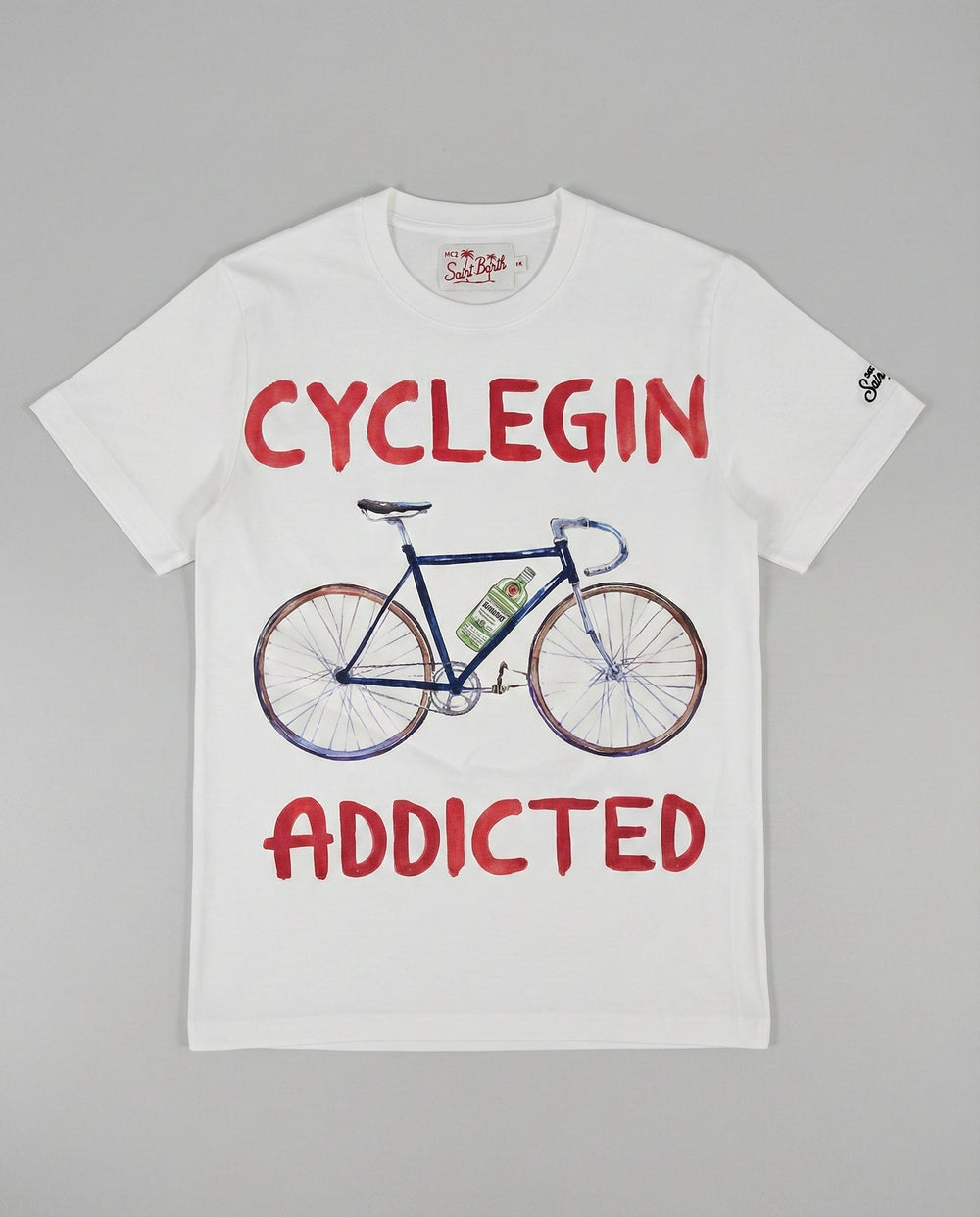 T Shirt Uomo Bianca Cyclegin Addicted | MC2 Saint Barth Mc2 Saint Barth
