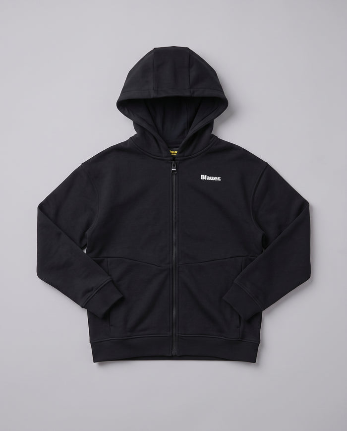 Felpa con Cappuccio Blauer Kids nera con zip da bambino 8 anni – fronte