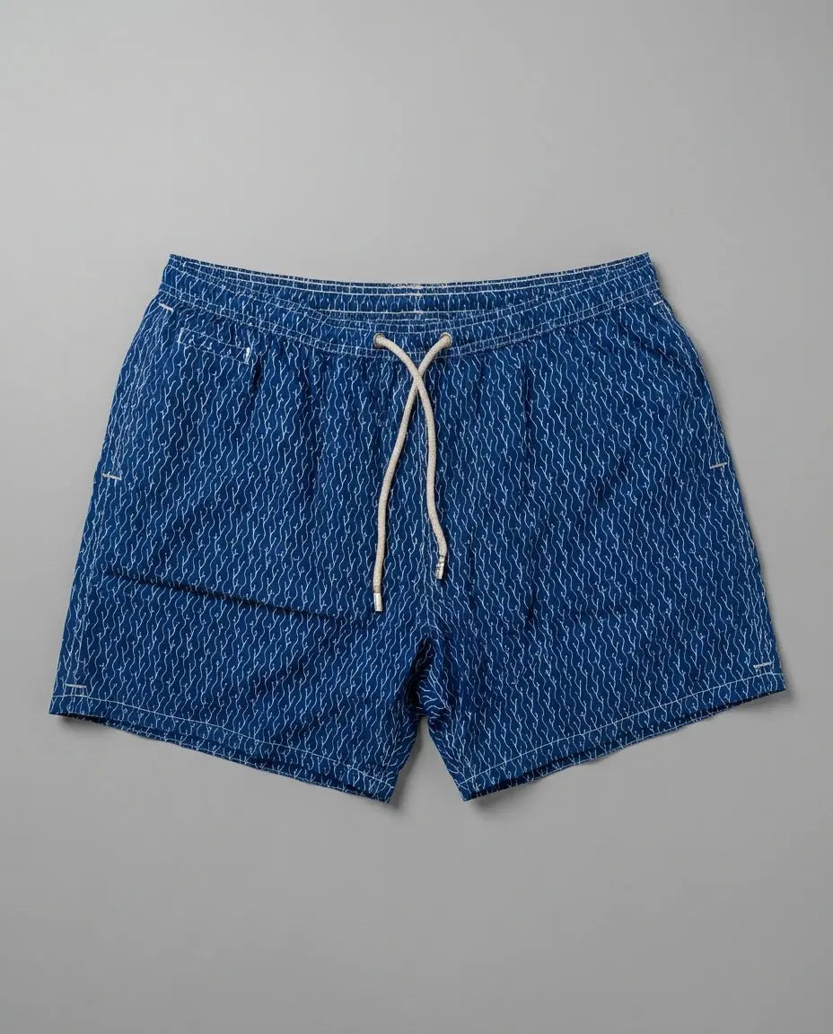 Costume Uomo Blu MC2 Saint Barth | Stampa Onde All-Over Mc2 Saint Barth